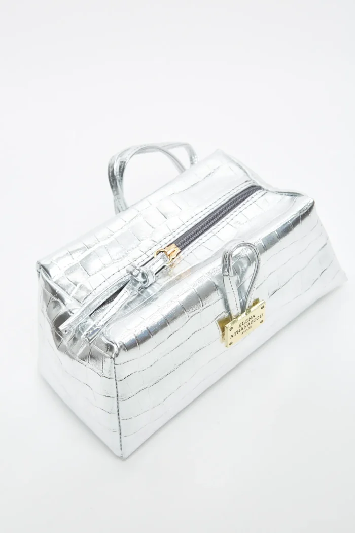 Lunchbag Croco Τσάντα Εξοδου Silver - Image 2