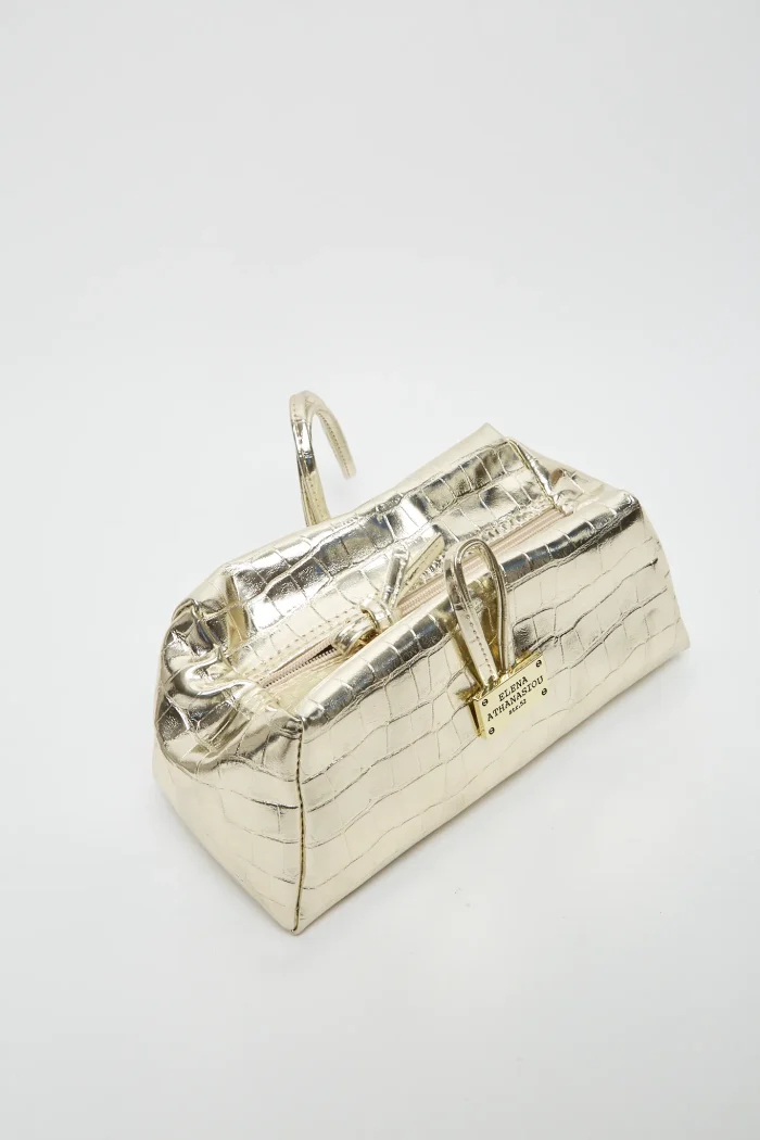 Lunchbag Croco Τσάντα Εξοδου Gold - Image 2