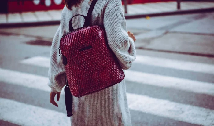 Biker Vinyl Backpack Γυναικείο Βουργουνδί - Image 4