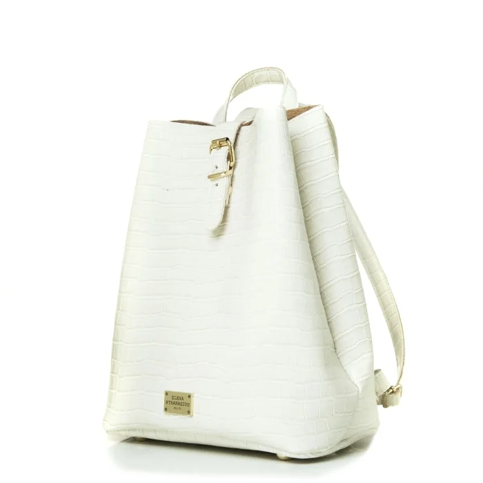 Recycled Leather Croco Backpack Γυναικείο Λευκό - Image 2