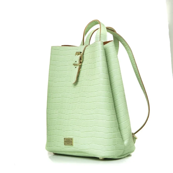 Recycled Leather Croco Backpack Γυναικείο Μέντα - Image 2