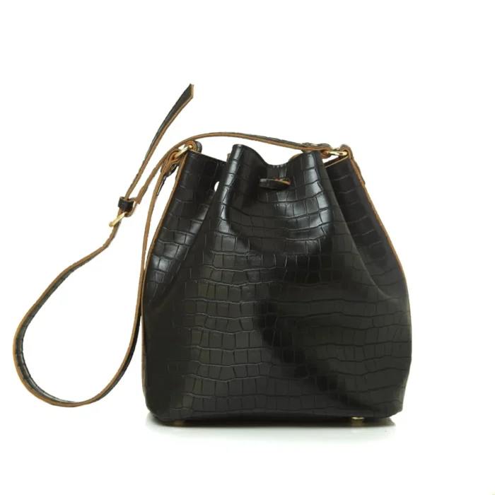 Croco Pouch Bag Μαύρη - Image 4