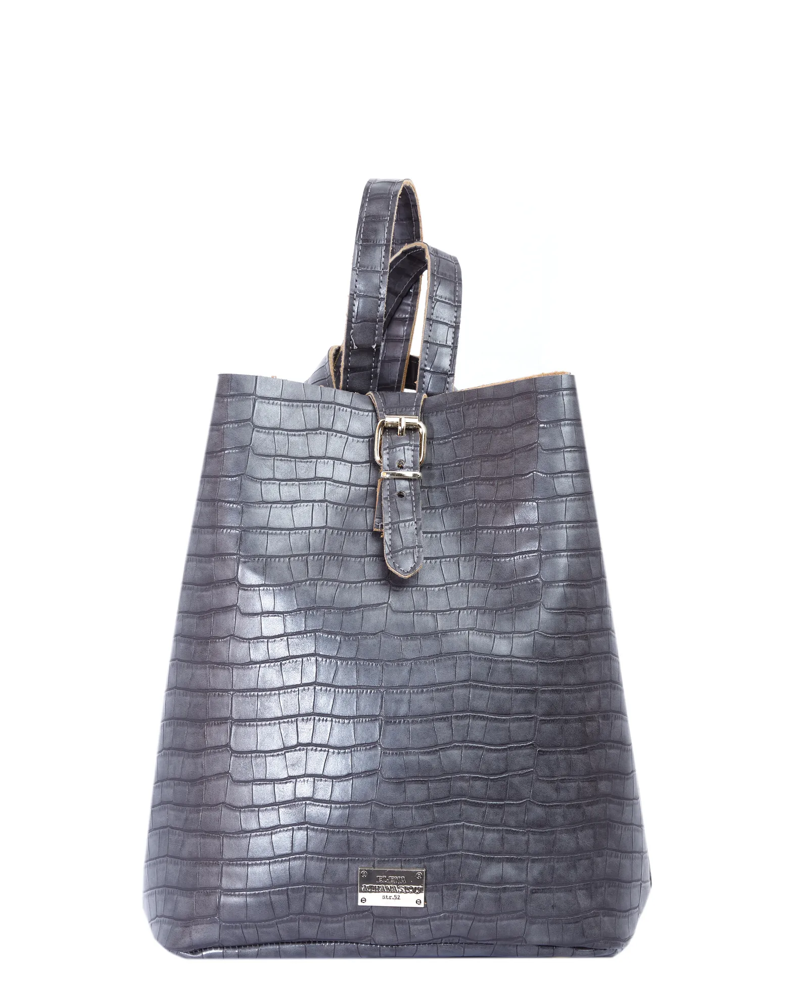 Recycled Leather Croco Backpack Γυναικείο Γκρί - Image 1