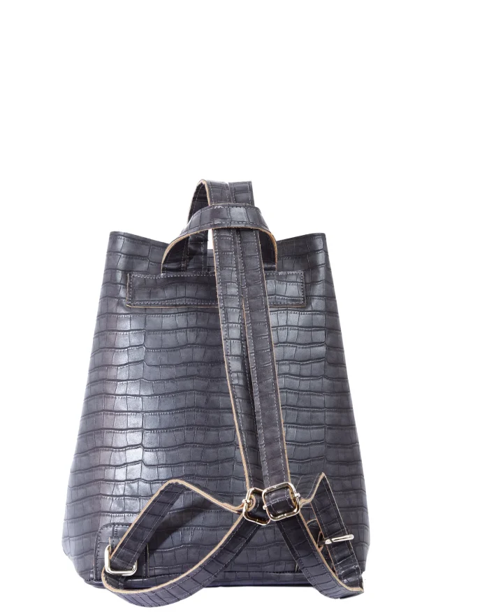 Recycled Leather Croco Backpack Γυναικείο Γκρί - Image 2