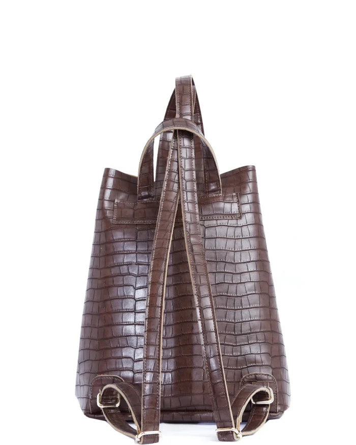 Recycled Leather Croco Backpack Γυναικείο Creme - Image 2