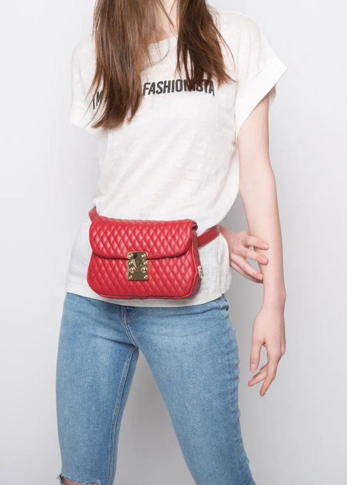 Belt Bag Τσάντα Εξοδου Κοκκινο- Χρυσό - Image 2