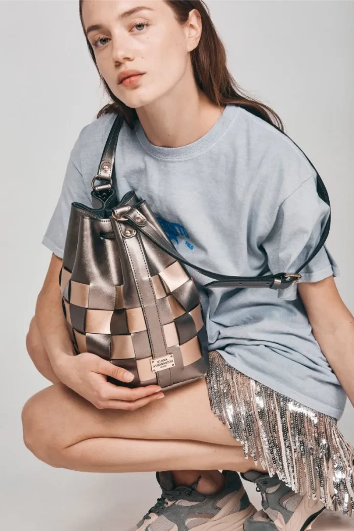 Straw Pouch Bag ΤΡΙΧΡΩΜΟ ΑΝΘΡΑΚΙ - Image 3