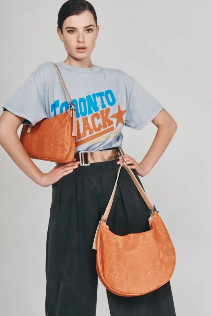 Vintage Snake Baguette Bag Πορτοκαλί - Image 3