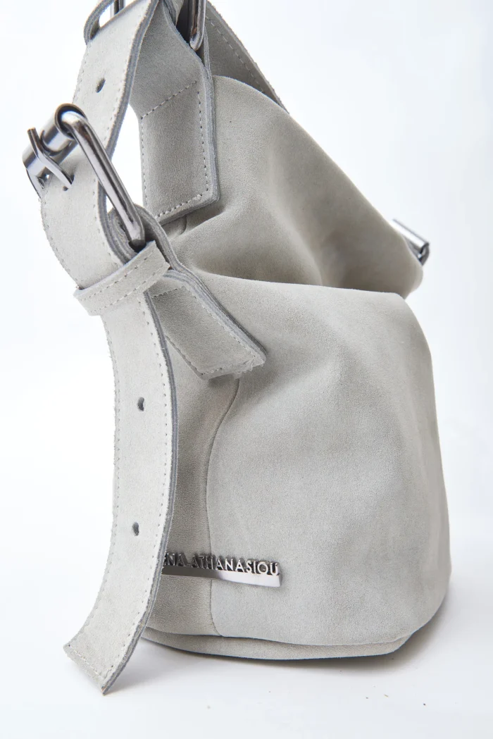 Day To Evening Suede Τσάντα Ώμου Ανοιχτό Γκρι Small - Image 3