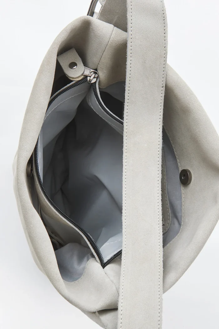Day To Evening Suede Τσάντα Ώμου Ανοιχτό Γκρι Large - Image 5