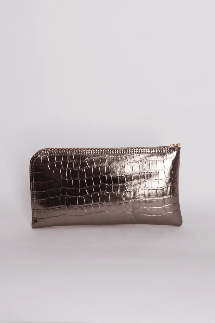 Croco Clutch Bag Γκρι - Image 5