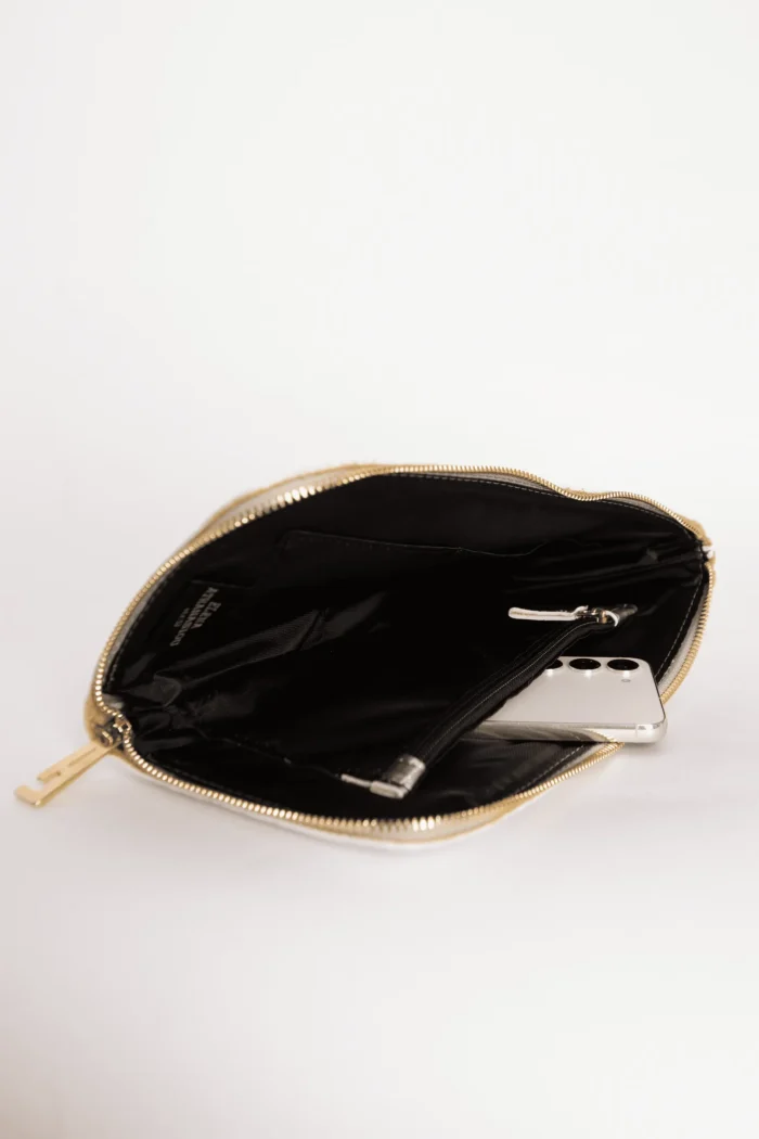 Croco Clutch Bag Ασημί - Image 6