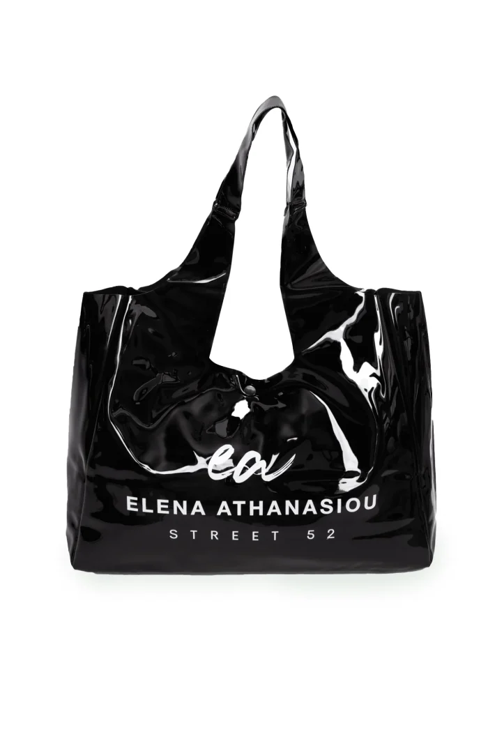 Vinyl Tote & Shopper Bag Μαύρη - Image 2
