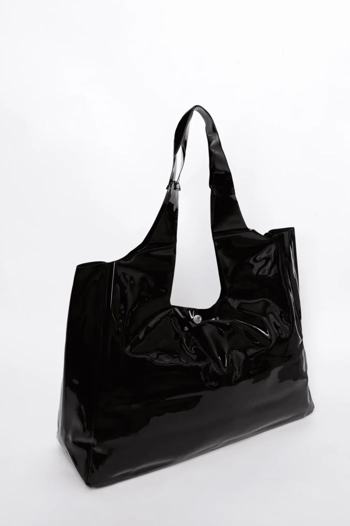 Vinyl Tote & Shopper Bag Μαύρη - Image 5