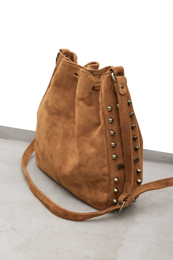 Bling Suede Pouch Bag Camel - Image 3