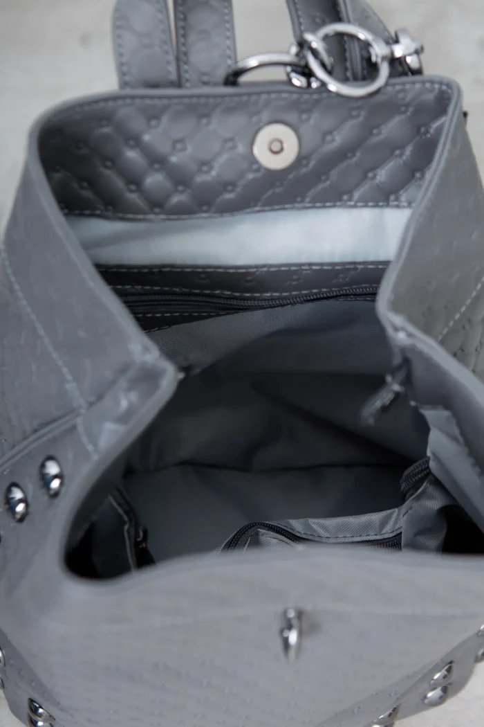 Black N' Metal Retro Backpack Γυναικείο Λουστρίνι Γκρι - Image 5