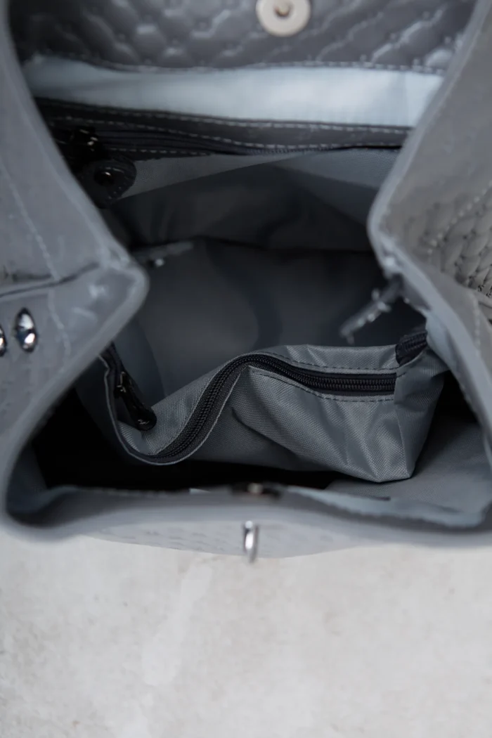 Black N' Metal Retro Backpack Γυναικείο Λουστρίνι Γκρι - Image 6