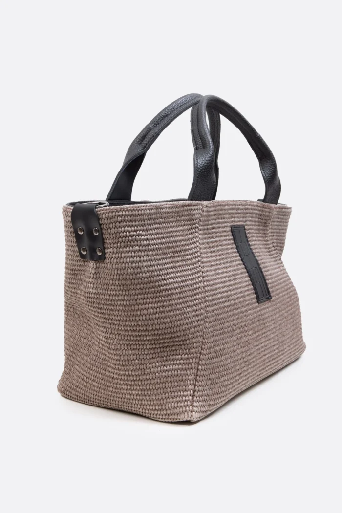 Classy Basket Straw Τσάντα Χιαστι Γκρι - Image 4