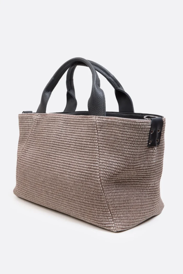 Classy Basket Straw Τσάντα Χιαστι Γκρι - Image 5