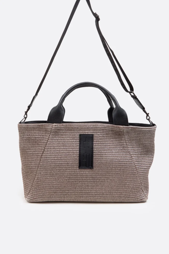 Classy Basket Straw Τσάντα Χιαστι Γκρι - Image 3