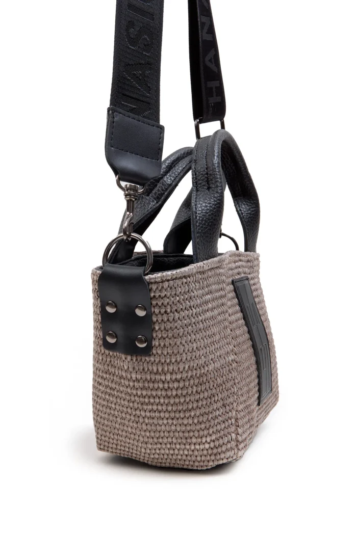 Classy Basket Straw Τσάντα Χιαστι Γκρι - Image 3