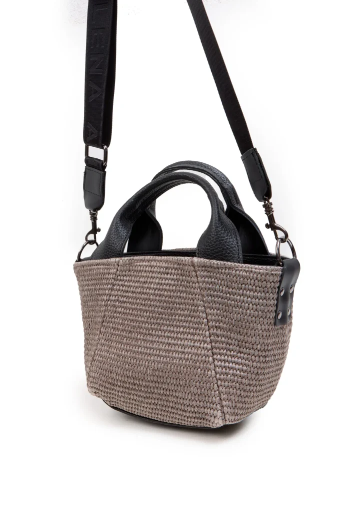 Classy Basket Straw Τσάντα Χιαστι Γκρι - Image 4