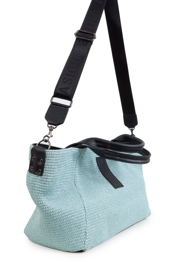 Classy Basket Straw Τσάντα Χιαστι Mint - Image 3