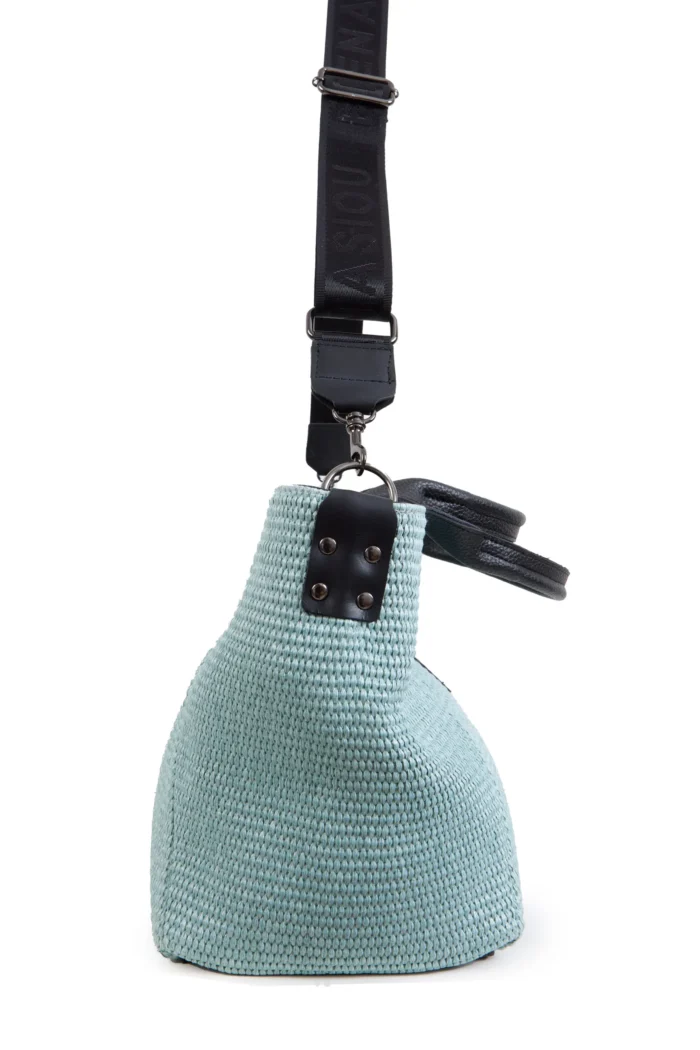 Classy Basket Straw Τσάντα Χιαστι Mint - Image 4