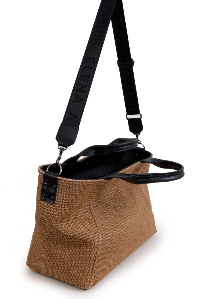 Classy Straw Tote & Shopper Bag Taupe - Image 3