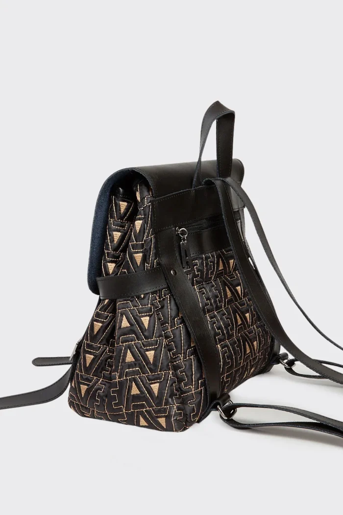 Boyfriend Logo Backpack Γυναικείο Μαύρο- Μπεζ - Image 3