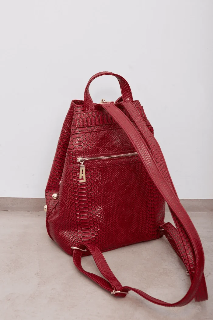 Black N' Metal Croco Backpack Γυναικείο Μπορντω - Image 3