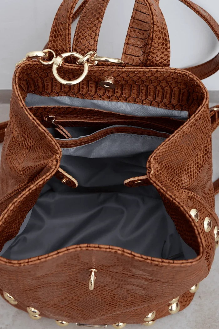 Black N' Metal Croco Backpack Γυναικείο Καφέ - Image 5