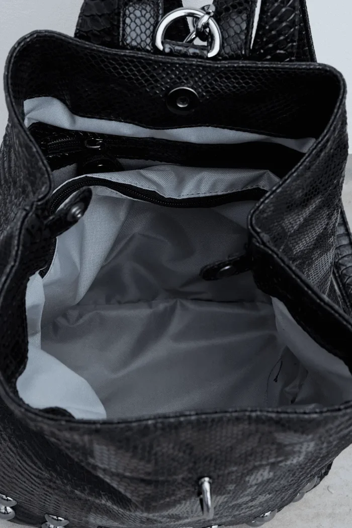 Black N' Metal Croco Backpack Γυναικείο Μαύρη - Image 6