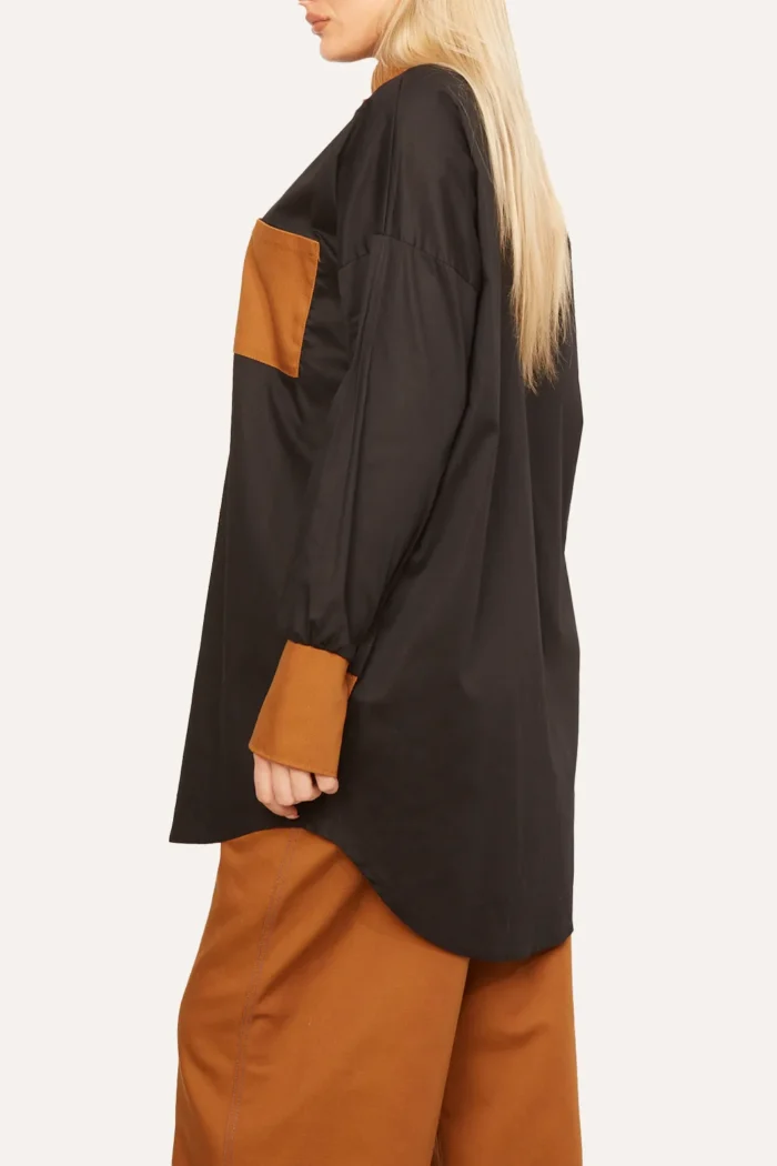 Amanda Patched Shirt Apparel  Terracotta Black - Image 3