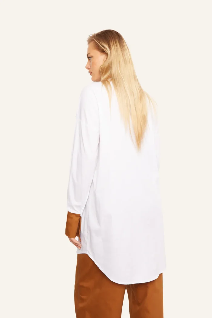 Amanda Patched Shirt Apparel  Terracotta White - Image 2