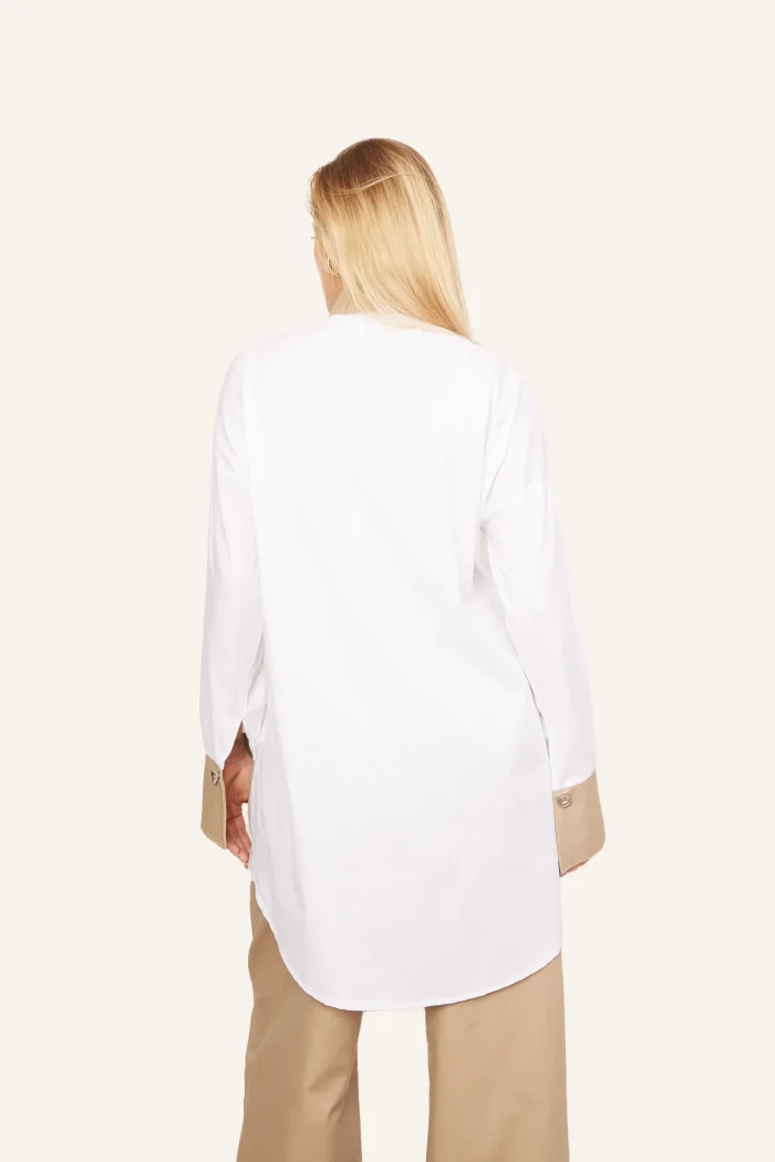 Amanda Patched Shirt Apparel  Beige White - Image 4