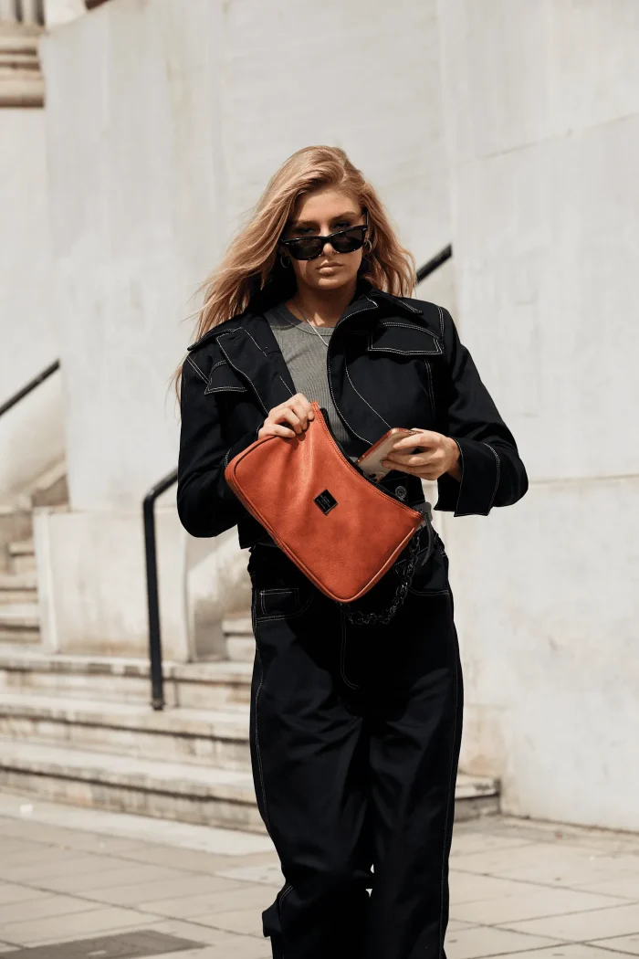 Retro Chain Baguette Bag Πορτοκαλί - Image 2