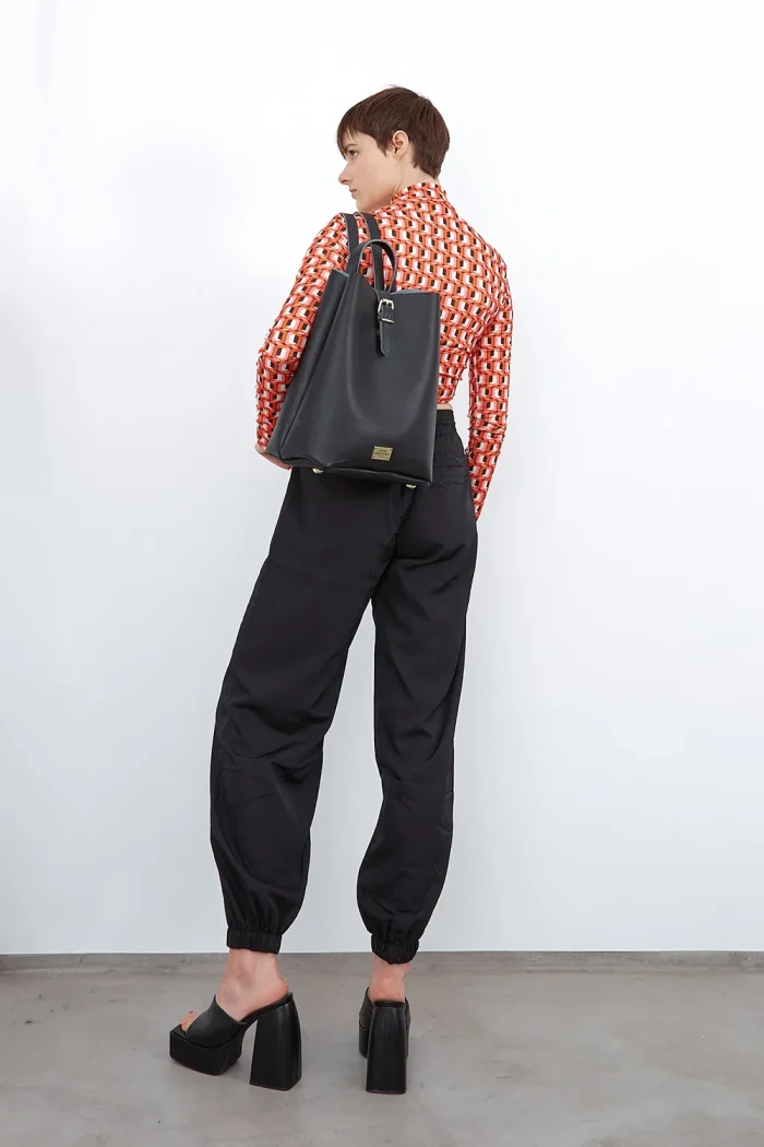 Recycled Leather Backpack Γυναικείο Μαύρη - Image 4