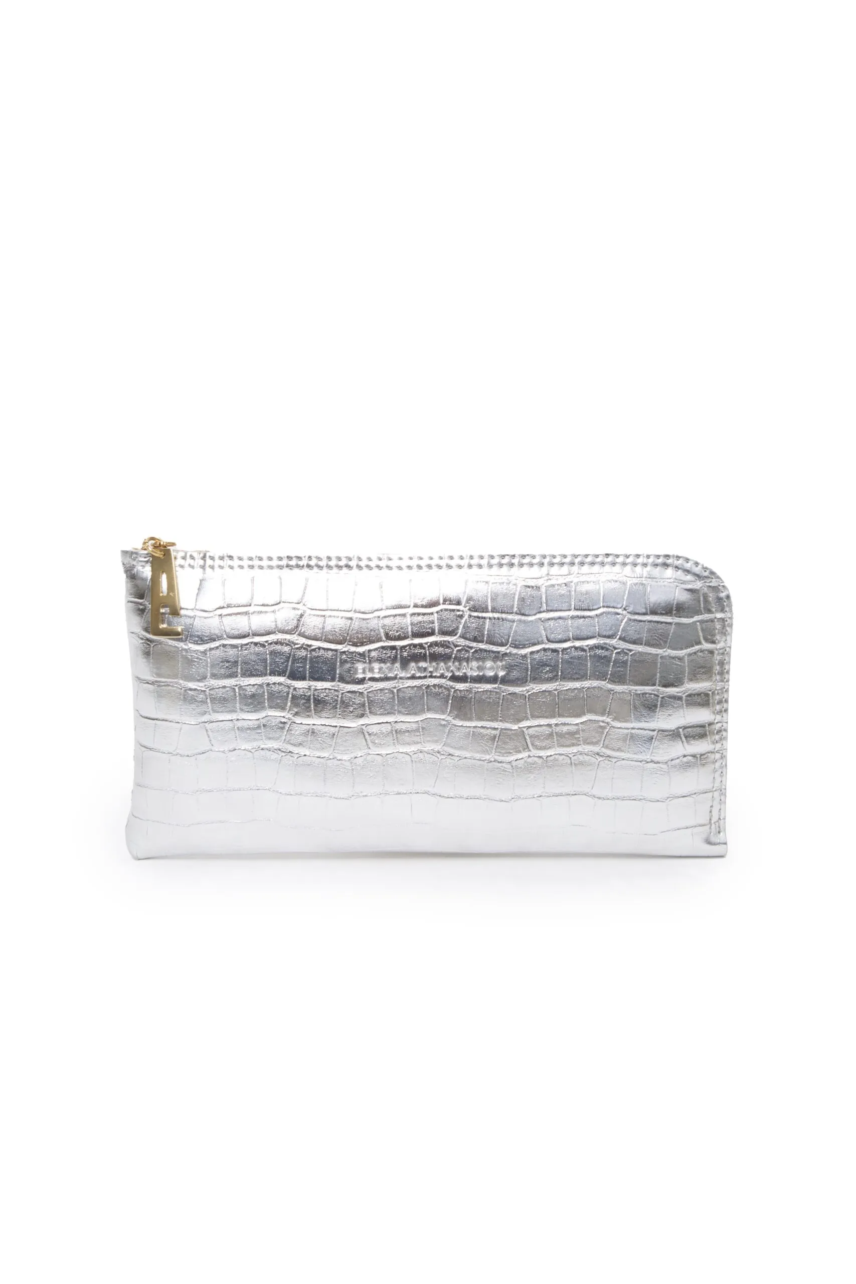 Croco Clutch Bag Ασημί - Image 1