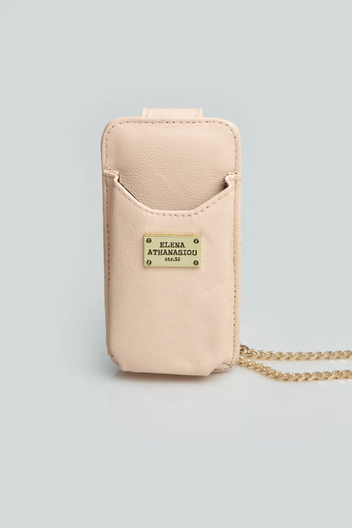 Chain Case Phone Bag Μπέζ - Image 3