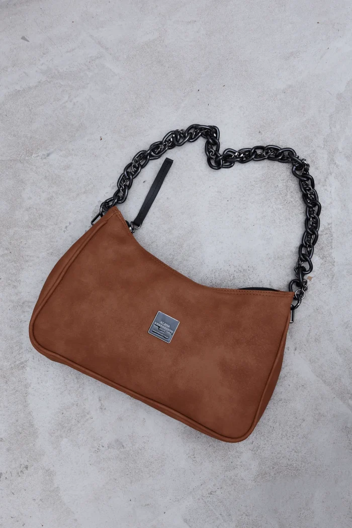 Retro Chain Baguette Bag Καφέ - Image 3