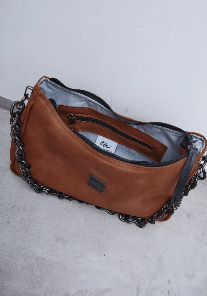 Retro Chain Baguette Bag Καφέ - Image 4