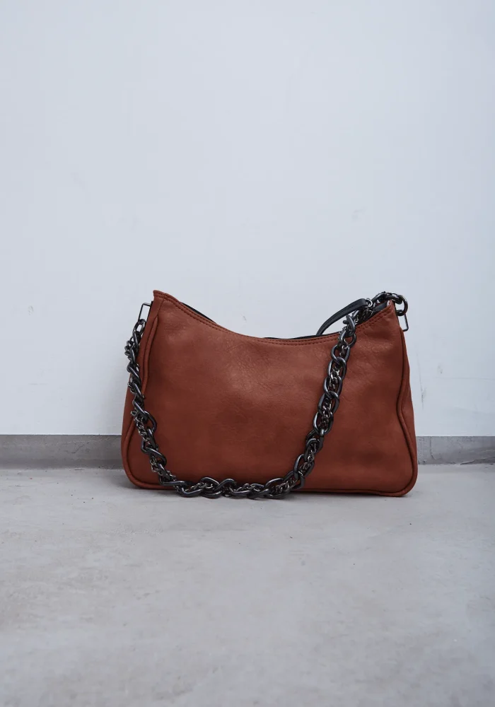 Retro Chain Baguette Bag Καφέ - Image 5