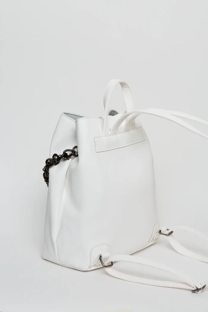 Retro Chain Backpack Γυναικείο Λευκό - Image 6