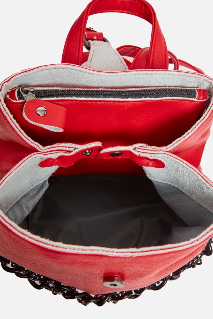 Retro Chain Backpack Γυναικείο Κόκκινο - Image 4