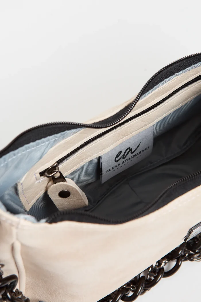 Retro Chain Baguette Bag Μπεζ - Image 3