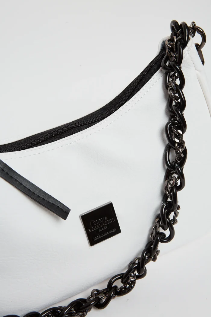 Retro Chain Baguette Bag Λευκό - Image 4