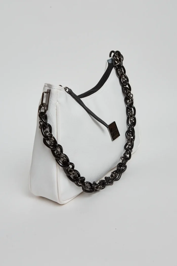 Retro Chain Baguette Bag Λευκό - Image 2