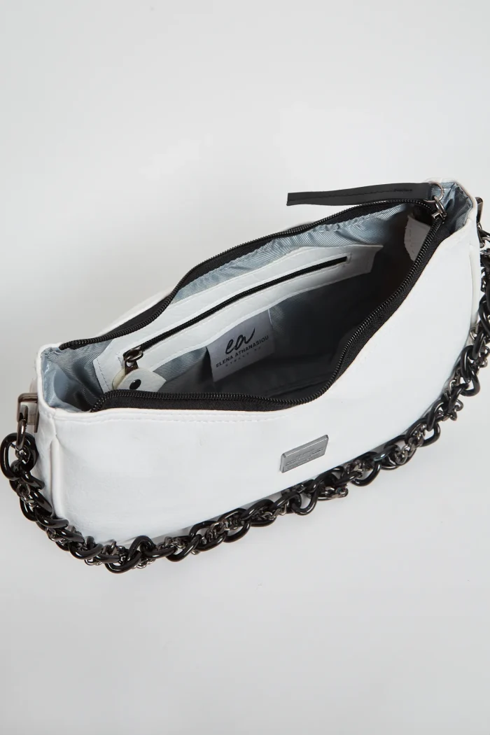 Retro Chain Baguette Bag Λευκό - Image 3