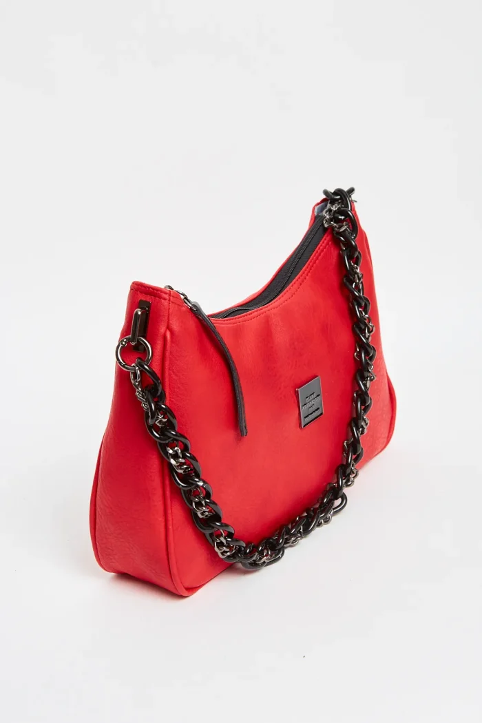 Retro Chain Baguette Bag Κόκκινο - Image 2